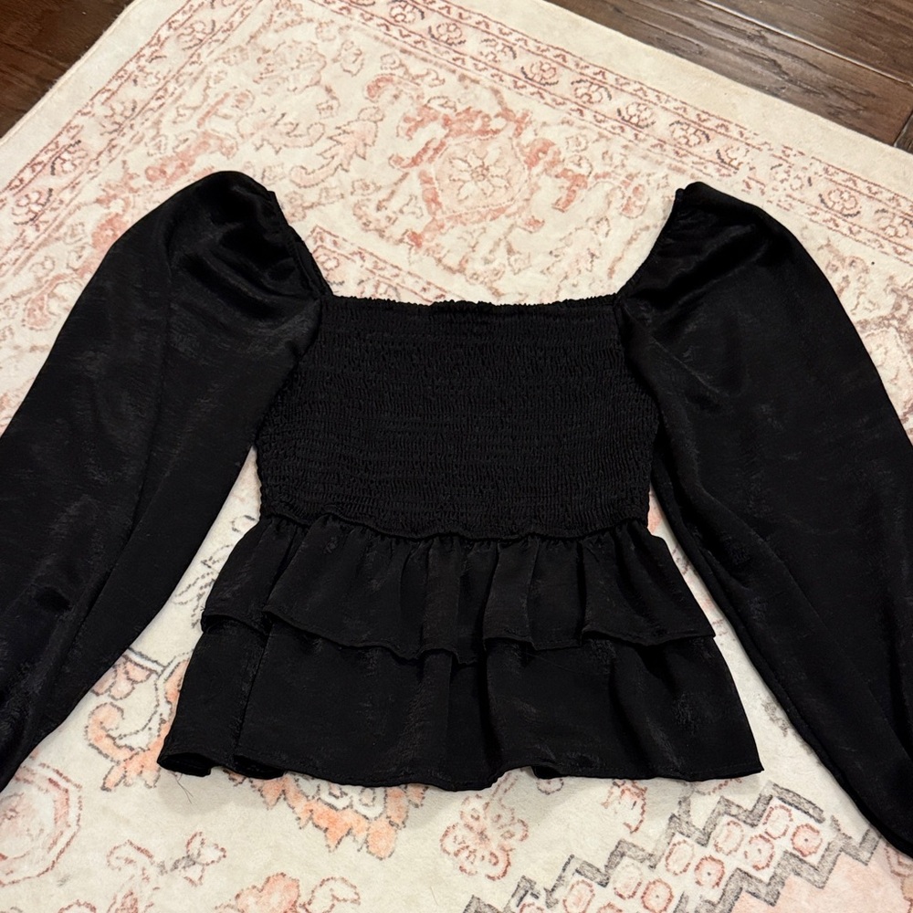Altar'd State Black Smocked Blouse